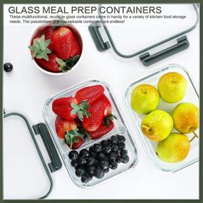 img 1 attached to 🍱 KOMUEE 10 Packs 30 oz Glass Meal Prep Containers with Airtight Lids - BPA Free, Microwave, Oven, Freezer and Dishwasher Safe, Glass Food Storage Containers for Lunch, Bento Boxes