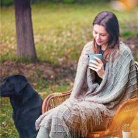 img 2 attached to 🛋️ Bedsure Knit Throw Blanket for Couch 50 x 60 inches - Cozy Lightweight Decorative Throw for Sofa, Bed, and Living Room - All Seasons Suitable for Women, Men, and Kids (Grey)