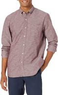 👕 men's clothing: goodthreads chambray burgundy long sleeve shirt in standard fit logo