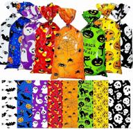 🎃 miss fantasy 160 pack halloween cellophane candy bags with twist ties - small bulk plastic treats bag for kids halloween treats 10.8'' x 4.9'' logo
