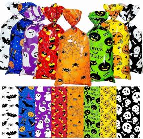 img 4 attached to 🎃 Miss Fantasy 160 Pack Halloween Cellophane Candy Bags with Twist Ties - Small Bulk Plastic Treats Bag for Kids Halloween Treats 10.8'' x 4.9''