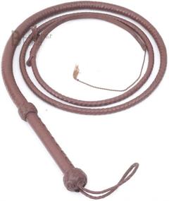 img 4 attached to 🐂 8ft &amp; 10ft Genuine Cowhide Leather Bullwhip - Dark Brown | Indiana Jones Style | 8 Strands