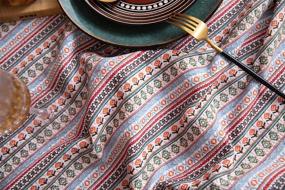 img 1 attached to 🍽️ THOOKE Farmhouse Tablecloth: Durable Tablecover for Rustic Table Décor