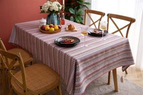 img 3 attached to 🍽️ THOOKE Farmhouse Tablecloth: Durable Tablecover for Rustic Table Décor