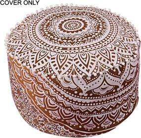 img 1 attached to 🧘 GANESHAM Indian Mandala Pouf Ottoman: Cotton Floor Pillow for Boho Decor, Hippie Footstool Cover, Home Decor - Bohemian Brown Design