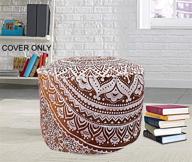 🧘 ganesham indian mandala pouf ottoman: cotton floor pillow for boho decor, hippie footstool cover, home decor - bohemian brown design logo