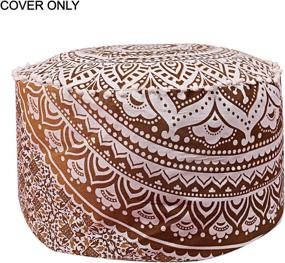 img 2 attached to 🧘 GANESHAM Indian Mandala Pouf Ottoman: Cotton Floor Pillow for Boho Decor, Hippie Footstool Cover, Home Decor - Bohemian Brown Design