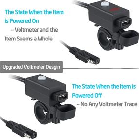 img 3 attached to 🏍️ iMESTOU Улучшенный адаптер для зарядки телефона через USB и вольтметр для мотоцикла, комплект зарядки USB с водонепроницаемым выключателем, крепление на руле с быстрым разъемом 12V/24V для iPhone, Samsung, GPS