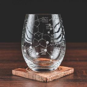 img 2 attached to 🍷 STEMLESS WINE GLASSES - 15 oz - Science of Wine Tumblers (Set of 1) | Wine Chemistry Molecules Etched | Greenline Goods