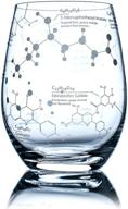 🍷 stemless wine glasses - 15 oz - science of wine tumblers (set of 1) | wine chemistry molecules etched | greenline goods logo