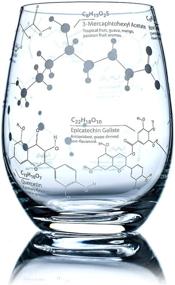 img 4 attached to 🍷 STEMLESS WINE GLASSES - 15 oz - Science of Wine Tumblers (Set of 1) | Wine Chemistry Molecules Etched | Greenline Goods