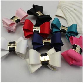 img 1 attached to 🦋 Douqu 2 Pcs Simple Fashion Color Black White Red Assorted Color Fabric Bow Shoe Clips Butterfly Shape Shoe Charms for Women (White)