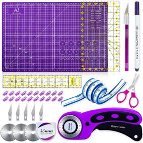 img 4 attached to 🧵 Complete Sewing Quilting Supplies Set: Nicecho Rotary Cutter Set with 45mm Fabric Cutters, A3 Cutting Mat, Acrylic Rulers, Scissors, Exacto Knife, Clips, and More – All-in-One Beginners Sewing Accessories and Fabric Cutter Kit