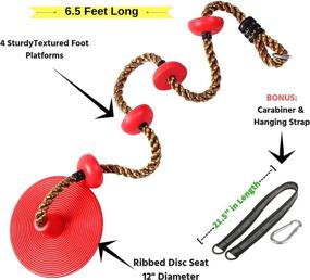 img 3 attached to 🌳 Kids Outdoor Swing and Tree Climbing Rope Set: Foot Hold Platforms, Disc Tree Swing Seat, and Hanging Kit with Tree Strap - Swing Set Accessories for Better Outdoor Swings Experience - Red Rope Swing