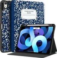 📱 supveco shockproof ipad air 4 case with pencil holder - 2nd gen apple pencil charging + auto wake/sleep, slim lightweight tpu back cover for 10.9 inch ipad air 4 gen 2020 (navy) logo