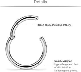 img 3 attached to 💍 SCERRING Stainless Steel Hinged Clicker Segment Septum Nose Lip Ring Hoop – Piercing Jewelry Set (3-10PCS, 16G, Various Sizes)