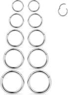 💍 scerring stainless steel hinged clicker segment septum nose lip ring hoop – piercing jewelry set (3-10pcs, 16g, various sizes) logo