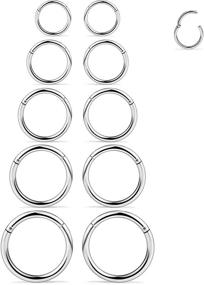 img 4 attached to 💍 SCERRING Stainless Steel Hinged Clicker Segment Septum Nose Lip Ring Hoop – Piercing Jewelry Set (3-10PCS, 16G, Various Sizes)