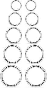 img 2 attached to 💍 SCERRING Stainless Steel Hinged Clicker Segment Septum Nose Lip Ring Hoop – Piercing Jewelry Set (3-10PCS, 16G, Various Sizes)