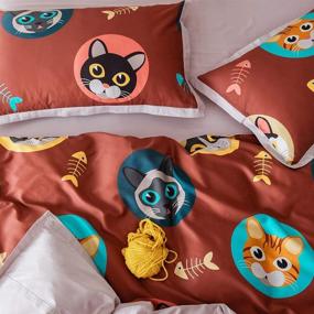 img 1 attached to 🐱 Super Soft Kawaii Cats Bedding Sets: A Cute Queen Size Duvet Cover for Children and Teens with Lightweight Cotton Fabric in Cartoon Print - Ideal for Girls, Boys, and Kids