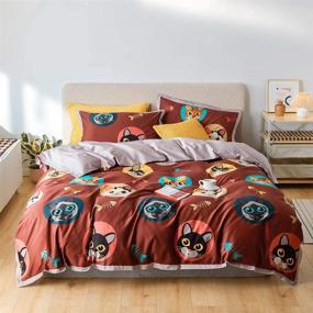 img 4 attached to 🐱 Super Soft Kawaii Cats Bedding Sets: A Cute Queen Size Duvet Cover for Children and Teens with Lightweight Cotton Fabric in Cartoon Print - Ideal for Girls, Boys, and Kids