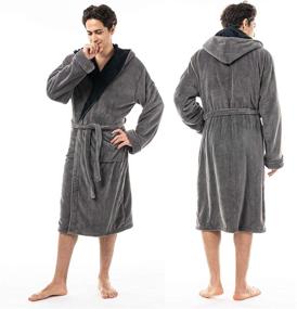 img 3 attached to 🛀 Mens Cozy Plush Fleece Long Bathrobe
