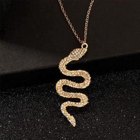 img 2 attached to 🐉 Dazzling Chinese Dragon Rhinestone Pendant Necklace: Striking Halloween Jewelry Gift for Women & Girls