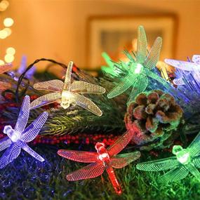 img 4 attached to 🌈 30 Dragonfly Solar Christmas Lights: Indoor & Outdoor Decorative Colorful String Lights for Garden, Yard Decoration - Waterproof Solar String Lights for Trees