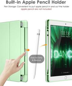 img 2 attached to 📱 DTTO iPad 9th/8th/7th Generation 10.2 inch Case 2021/2020/2019 - Lightweight Trifold Stand with Clear Back, Shockproof Cover, Pencil Holder - Light Green