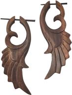 tropical feathered bird style wooden tribal organics earrings with fake gauges by umbrellalaboratory logo