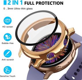 img 3 attached to 📱 [2 пакета] Чехол Siboloo для защиты экрана Samsung Galaxy Watch Active 2 40 мм, защитный кейс из твердого ПК с защитным стеклом для аксессуаров Galaxy Active 2 для женщин и мужчин в черном и розовом золоте.