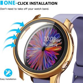 img 2 attached to 📱 [2 пакета] Чехол Siboloo для защиты экрана Samsung Galaxy Watch Active 2 40 мм, защитный кейс из твердого ПК с защитным стеклом для аксессуаров Galaxy Active 2 для женщин и мужчин в черном и розовом золоте.