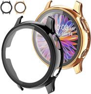 📱 [2 пакета] чехол siboloo для защиты экрана samsung galaxy watch active 2 40 мм, защитный кейс из твердого пк с защитным стеклом для аксессуаров galaxy active 2 для женщин и мужчин в черном и розовом золоте. логотип