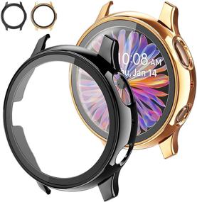 img 4 attached to 📱 [2 пакета] Чехол Siboloo для защиты экрана Samsung Galaxy Watch Active 2 40 мм, защитный кейс из твердого ПК с защитным стеклом для аксессуаров Galaxy Active 2 для женщин и мужчин в черном и розовом золоте.