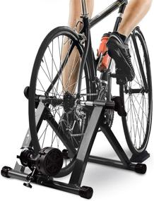 img 4 attached to 🚴 HEALTH LINE PRODUCT Bike Trainer Stand - 8 Resistance Settings, Portable 26&#34;-28&#34; Indoor Bicycle Trainer with Quiet Noise Reduction - Stationary Cycling Exercise for Road &amp; Mountain Bikes