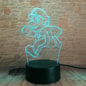 img 1 attached to 🎮 Fanrui 2021 Cartoon Super Running Boys Bros Yoshi Action Figure Lamp Toys - 7 Colors Changing Auto Professional Night Light for Boys Room Table Decor - LED Children Home Party BirthdayXmas Gifts