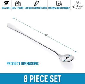 img 2 attached to 🥄 Zulay 8-Piece 9-inch Long Handled Iced Tea Spoons - Stainless Steel Ice Cream, Coffee, Dessert, or Stirring Spoon Set - Versatile Tea Spoon Set for Sundae, Cocktails, and More