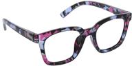 👓 peepers by peeperspecs women's blue light blocking reading glasses - the max square design, pink quartz, 49 + 2 logo