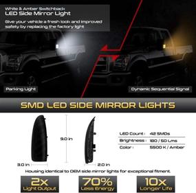 img 3 attached to π₯ VIPMOTOZ Sequential Turn Signal LED Smoke Side Marker Light Lamp Assembly Replacement Pair for 2003-2007 Ford F-250 F-350 Super Duty Pickup Truck Towing Mirror