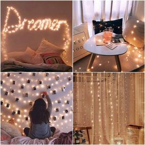 img 2 attached to TURNMEON Curtain String Light Christmas Decoration: 300 Led 10 Ft 8 Light Modes Remote Control Waterproof Fairy Lights for Indoor and Outdoor Xmas Holiday Home Bedroom Wall Decor (Warm White)