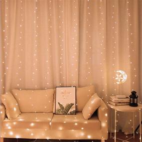 img 3 attached to TURNMEON Curtain String Light Christmas Decoration: 300 Led 10 Ft 8 Light Modes Remote Control Waterproof Fairy Lights for Indoor and Outdoor Xmas Holiday Home Bedroom Wall Decor (Warm White)