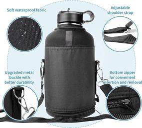 img 1 attached to 🥤 87oz INSPI Insulated Water Bottle with Straw, Spout & Handle Lids, Carrying Pouch, Silicone Boot – Wide Mouth Thermo Flask for Cold & Hot Sports - Large Gallon Water Jug – Black