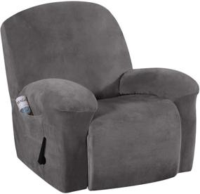 img 4 attached to 🪑 Deluxe Grey Velvet Plush Recliner Chair Cover – Elastic Bottom, Anti-Slip Foams – Protect, Enhance, and Enrich Your Large Recliner!