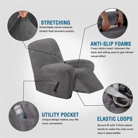 img 3 attached to 🪑 Deluxe Grey Velvet Plush Recliner Chair Cover – Elastic Bottom, Anti-Slip Foams – Protect, Enhance, and Enrich Your Large Recliner!