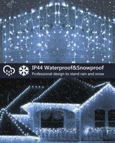 img 1 attached to 🎄 Enhance Your Outdoor Christmas Décor with Waterproof Connectable Icicle Lights: White 400 LED 39 ft 8 Modes, Timer & Memory Function – Perfect for Ceilings and Windows!