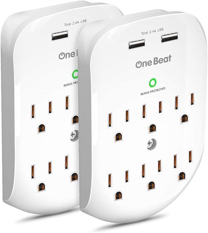 6 outlet protector extender charging certified white 로고
