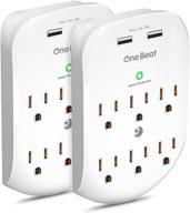 6-outlet wall surge protector, 2 pack multi plug outlet extender, wall mount adapter with 🔌 2 usb charging ports 2.4 a, 490 joules, etl certified for home, school, office - improved seo logo