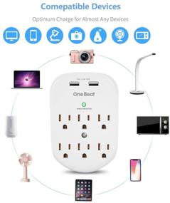 img 1 attached to 6-Outlet Wall Surge Protector, 2 Pack Multi Plug Outlet Extender, Wall Mount Adapter with 🔌 2 USB Charging Ports 2.4 A, 490 Joules, ETL Certified for Home, School, Office - Improved SEO