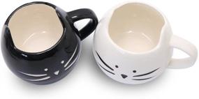 img 3 attached to 🐱 Koolkatkoo Cute Cat Mug Set: Perfect Ceramic Coffee Mugs for Cat Lovers – Funny Gift for Women and Girls – Small Cup with Spoon – 12 oz – Black and White Design