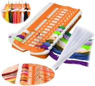 🧵 efficient 50 positions embroidery floss organizer with replaceable paper card - premium cross stitch storage holder for diy sewing in orange logo